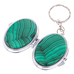 Зеркало брелок карманное двухстороннее из натурального камня Малахит Stone Mirrors варинант исполнения - 2 | Loft Concept в Екатеринбурге