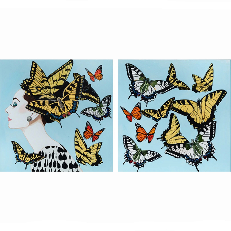 Картина Audrey Diptych With Butterfly Swarm on Beau Blue Мульти Картина Audrey Diptych With Butterfly Swarm on Beau Blue Мульти в Екатеринбурге | Loft Concept