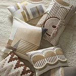 Чехол на подушку с вышивкой в виде геометрических узоров Beige Calista Rect варинант исполнения - 7 | Loft Concept в Екатеринбурге