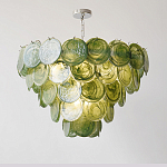 Люстра из зеленых стеклянных дисков с перламутровым эффектом Green Glowing Glaze варинант исполнения - 2 | Loft Concept в Екатеринбурге