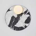 Бра круглое с каменным черно-белым основанием и плафоном из стекла Shaw Marble Lighting варинант исполнения - 1 | Loft Concept в Екатеринбурге