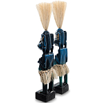 Комплект из 2-х деревянных статуэток Asmat Straw Headdress Statuettes Blue варинант исполнения - 2 | Loft Concept в Екатеринбурге