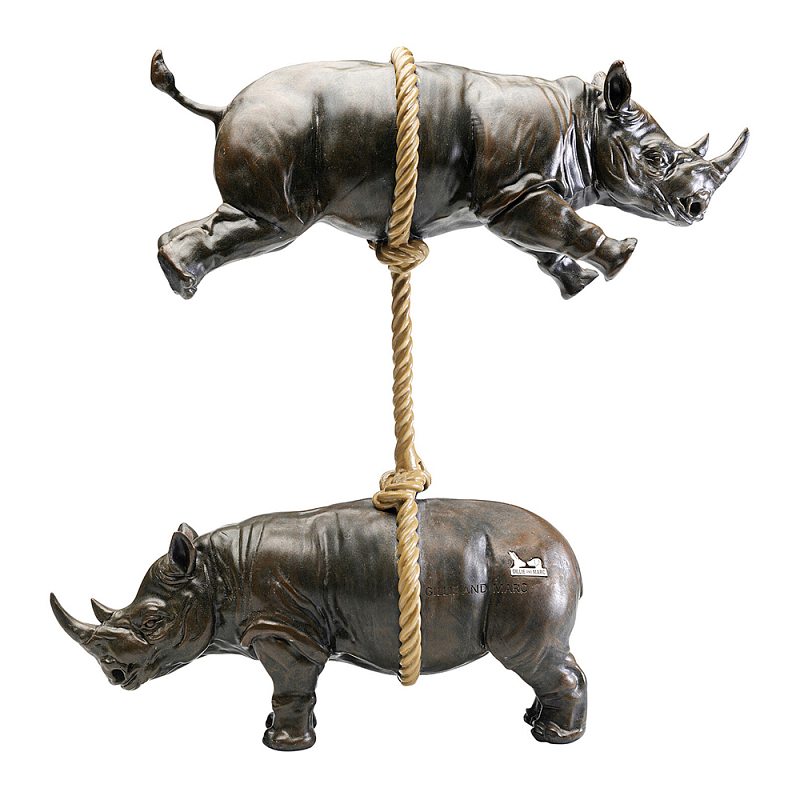 Декоративная статуя из стали Duo Rhinos Коричневый Песочный в Екатеринбурге | Loft Concept 
