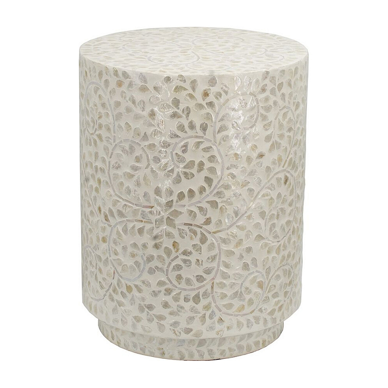 Приставной столик с рисунком из раковин устриц Bone Inlay Кремовый в Екатеринбурге | Loft Concept 