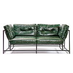 Диван Лофт Натуральная Винтажная кожа Зеленый Two Seat Encounter Leather Sofa варинант исполнения - 1 | Loft Concept в Екатеринбурге