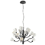 Люстра подвесная черного цвета с ветвями и белыми фарфоровыми цветами Floralis варинант исполнения - 2 | Loft Concept в Екатеринбурге
