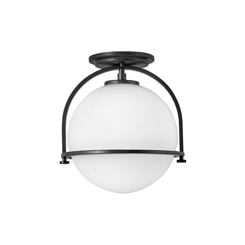 Потолочный светильник с плафоном в форме белого матового шара Hinkley Латунь Белый Никель Черный в Екатеринбурге | Loft Concept 