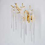 Бра золотого цвета с разветвленными ветвями и длинными прозрачными подвесками в форме стеклянных сосулек Droplet Chandelier варинант исполнения - 3 | Loft Concept в Екатеринбурге
