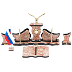 Настольный письменный набор из креноида с часами и декором в виде орла Marble Accessory варинант исполнения - 1 | Loft Concept в Екатеринбурге