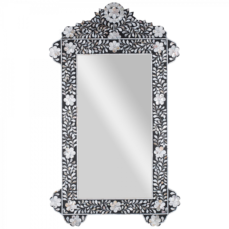 Зеркало отделка перламутр Mother of Pearl Inlay Mirror Frame Черный ivory ( слоновая кость ) Перламутровый в Екатеринбурге | Loft Concept 