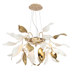 Люстра подвесная с белыми матовыми и золотыми глянцевыми листьями Wintery flovers варинант исполнения - 2 | Loft Concept в Екатеринбурге