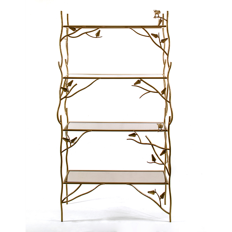 Стеллаж металлический с птичками Primavera Латунь в Екатеринбурге | Loft Concept 