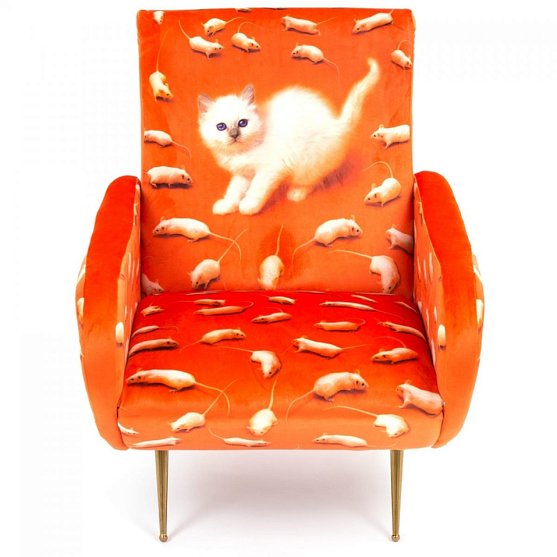 Кресло Seletti Armchair Kitten Оранжевый Латунь в Екатеринбурге | Loft Concept 