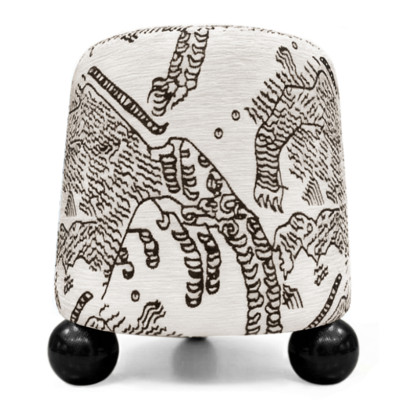 Пуф Wakonda Черно-Белый с Круглыми Черными ножками Белый Черный в Екатеринбурге | Loft Concept 