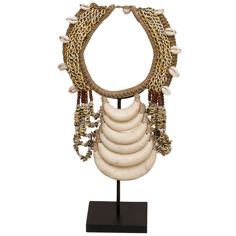 Ожерелье из ракушек на подставке Ethnic Beige Shells Necklace Бежевый Коричневый в Екатеринбурге | Loft Concept 