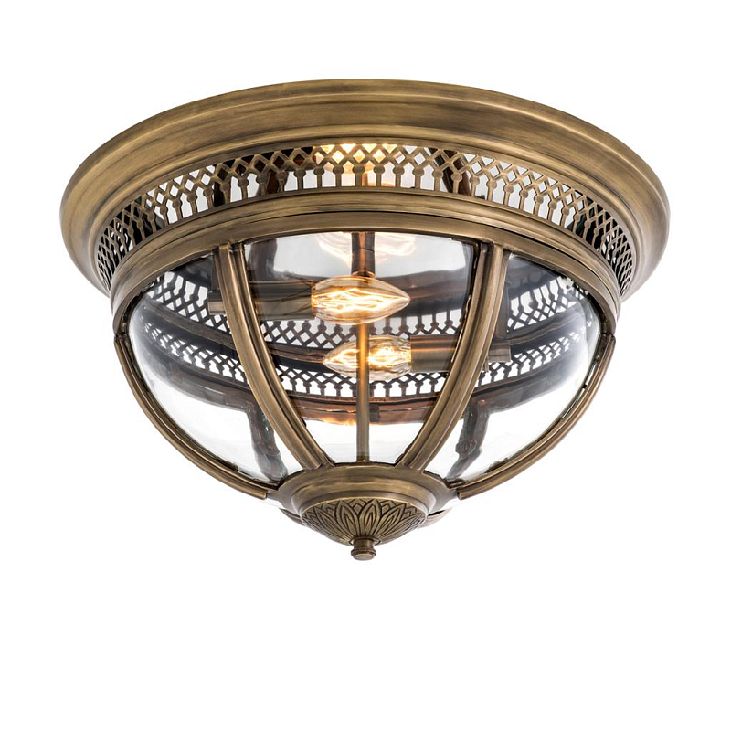 Потолочный светильник Ceiling Lamp Residential Antique brass Латунь Античная полированная Прозрачное Стекло в Екатеринбурге | Loft Concept 