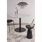 Круглый обеденный стол с белой мраморной столешницей White Tabletop on Black Base варинант исполнения - 3 | Loft Concept в Екатеринбурге