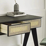 Дизайнерский письменный стол матово-чёрного цвета с 2-мя плетеными ящиками Glade Desk варинант исполнения - 1 | Loft Concept в Екатеринбурге