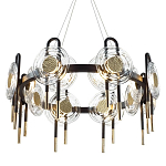 Люстра подвесная круглая черного цвета с круглыми прозрачными плафонами Virelia  варинант исполнения - 1 | Loft Concept в Екатеринбурге