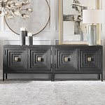 Тумба черная из дерева двухдверная Geometric Double Door Nightstand варинант исполнения - 4 | Loft Concept в Екатеринбурге