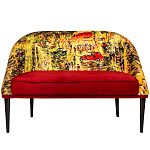 Диван двухместный из натурального бука красный с цветным принтом Impressionism in Art варинант исполнения - 1 | Loft Concept в Екатеринбурге