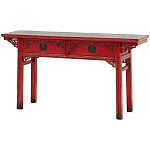 Деревянная консоль в китайском стиле с 2-мя ящиками с резным декором красная Yan Chinese Console Table варинант исполнения - 2 | Loft Concept в Екатеринбурге