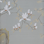 Обои ручная роспись Summer Night Blossom Colourway SC-122 on Wood Ash slub silk варинант исполнения - 2 | Loft Concept в Екатеринбурге