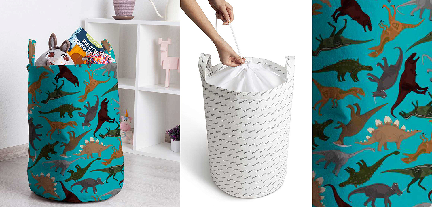 Корзина Turquoise Dinosaurs Basket Корзина Turquoise Dinosaurs Basket - Loft-Concept в Екатеринбурге