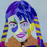 Картина с вышивкой Портрет wall panel People with the yellow ear 3 варинант исполнения - 2 | Loft Concept в Екатеринбурге