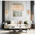 Люстра круглая с хрустальными подвесками на золотистом каркасе Roul Crystal Light варинант исполнения - 11 | Loft Concept в Екатеринбурге