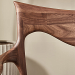 Стул деревянный с мягким сиденьем из коричневой натуральной кожи Moon Walnut Furniture варинант исполнения - 8 | Loft Concept в Екатеринбурге