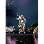 Ваза стеклянная прозрачная с бронзовым основанием в виде ветвей и фарфоровыми птичками Eden Garden варинант исполнения - 4 | Loft Concept в Екатеринбурге