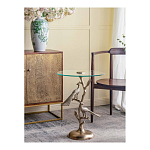 Столик с круглой стеклянной столешницей и корпусом в виде двух павлинов на ветке Table Two Peacocks варинант исполнения - 6 | Loft Concept в Екатеринбурге