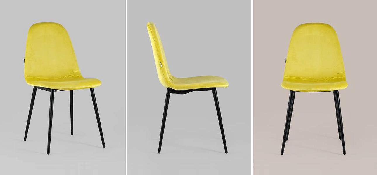 Стул Archie Chair Черные ножки Желтый Велюр Стул Archie Chair Черные ножки Желтый Велюр - Loft-Concept в Екатеринбурге