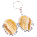 Зеркало брелок карманное двухстороннее из натурального камня Оникс Silver Stone Mirrors варинант исполнения - 2 | Loft Concept в Екатеринбурге