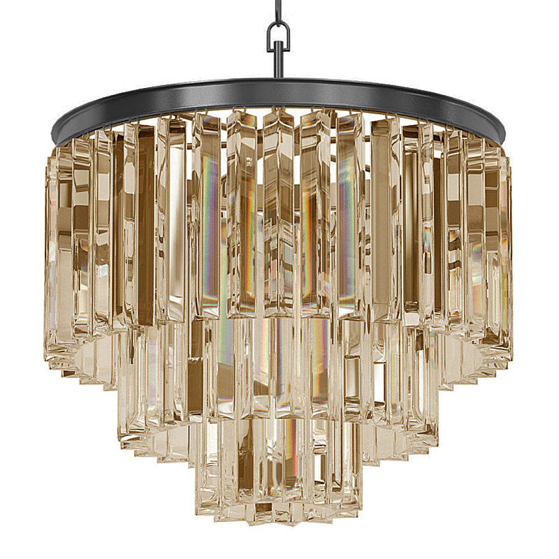 Люстра Odeon Smoke Glass Fringe Chandelier - 3 rings Черный в Екатеринбурге | Loft Concept 