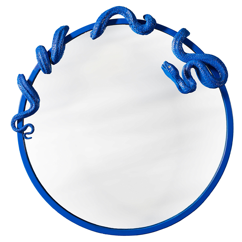Зеркало круглое в синей раме в виде змеи Temptation Синий в Екатеринбурге | Loft Concept 