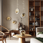 Настольная лампа с бежевым текстурным кольцом и латунным шаром в центре Tactile   варинант исполнения - 6 | Loft Concept в Екатеринбурге