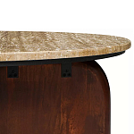 Кофейный столик с круглой столешницей на 2-х массивных деревянных ножках Tandem Travertine and Wood варинант исполнения - 3 | Loft Concept в Екатеринбурге