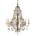 Люстра многоярусная с 12-ю лампами и стеклянными подвесками в классическом стиле Feiss варинант исполнения - 1 | Loft Concept в Екатеринбурге
