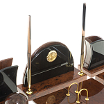 Настольный письменный набор с часами из природного камня обсидиана Oval Office варинант исполнения - 3 | Loft Concept в Екатеринбурге