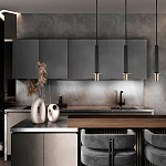 Подвесной светильник с узким цилиндрическим плафоном и золотым металлическим декором Concrete Pipe варинант исполнения - 8 | Loft Concept в Екатеринбурге