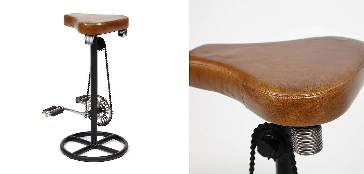 Барный стул с педалями от велосипеда Industrial leather bar stool with bicycle pedals - Loft-Concept в Екатеринбурге