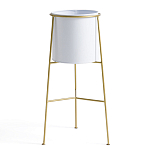 Кашпо из металла и латуни Elegance Elevated Planters белое варинант исполнения - 1 | Loft Concept в Екатеринбурге