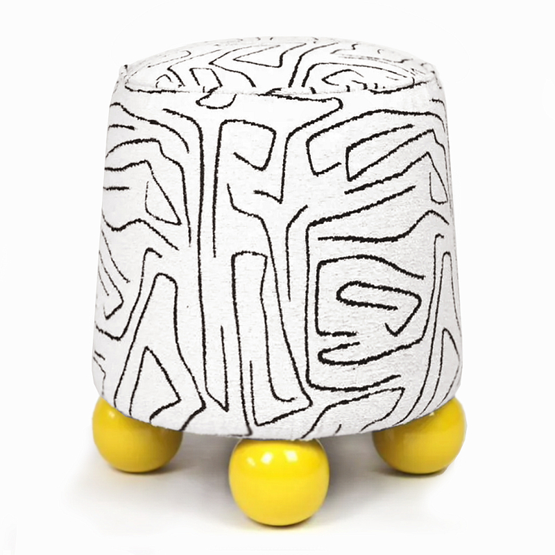 Пуф Wakonda с Желтыми круглыми ножками Белый Желтый в Екатеринбурге | Loft Concept 