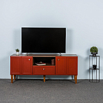 ТВ-тумба красная из массива бука с 2-мя дверками и ящиком Wenge Light варинант исполнения - 7 | Loft Concept в Екатеринбурге