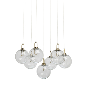 Люстра с 7-ю плафонами из прозрачного стекла в форме шара Orb Cascade 