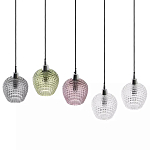 Подвесной светильник каскадный с 5-ю фактурными стеклянными плафонами Cascade with Relief Lampshades варинант исполнения - 2 | Loft Concept в Екатеринбурге