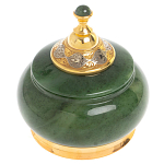 Икорница с крышкой с гравировкой из натурального камня Нефрит Decorative Cavair Dishes варинант исполнения - 1 | Loft Concept в Екатеринбурге