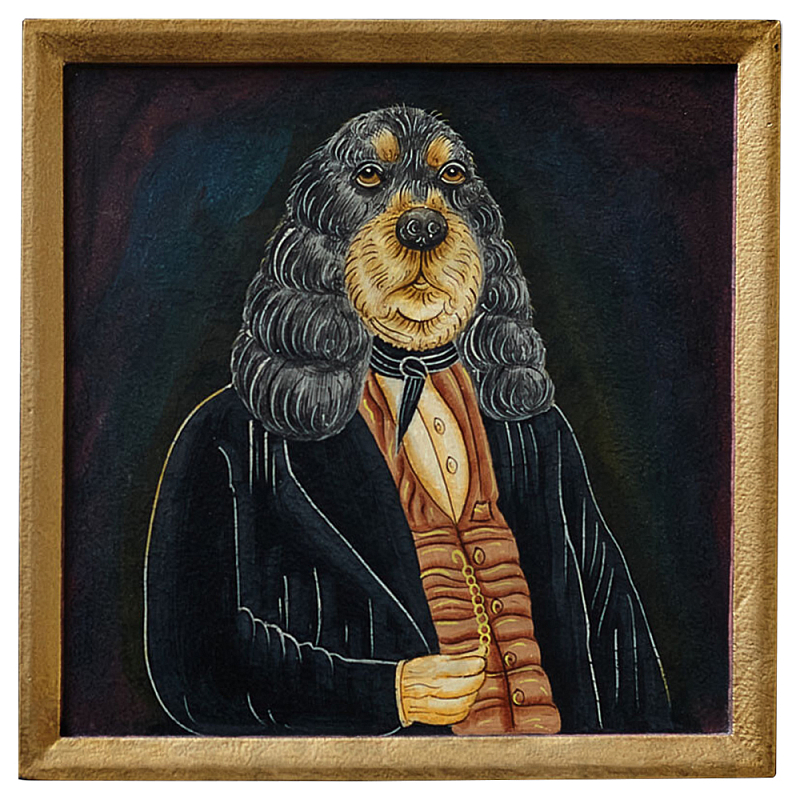 Картина в квадратной раме Chinoiserie Spaniel Dog Portrait Мульти Золотой Картина в квадратной раме Chinoiserie Spaniel Dog Portrait Мульти Золотой в Екатеринбурге | Loft Concept